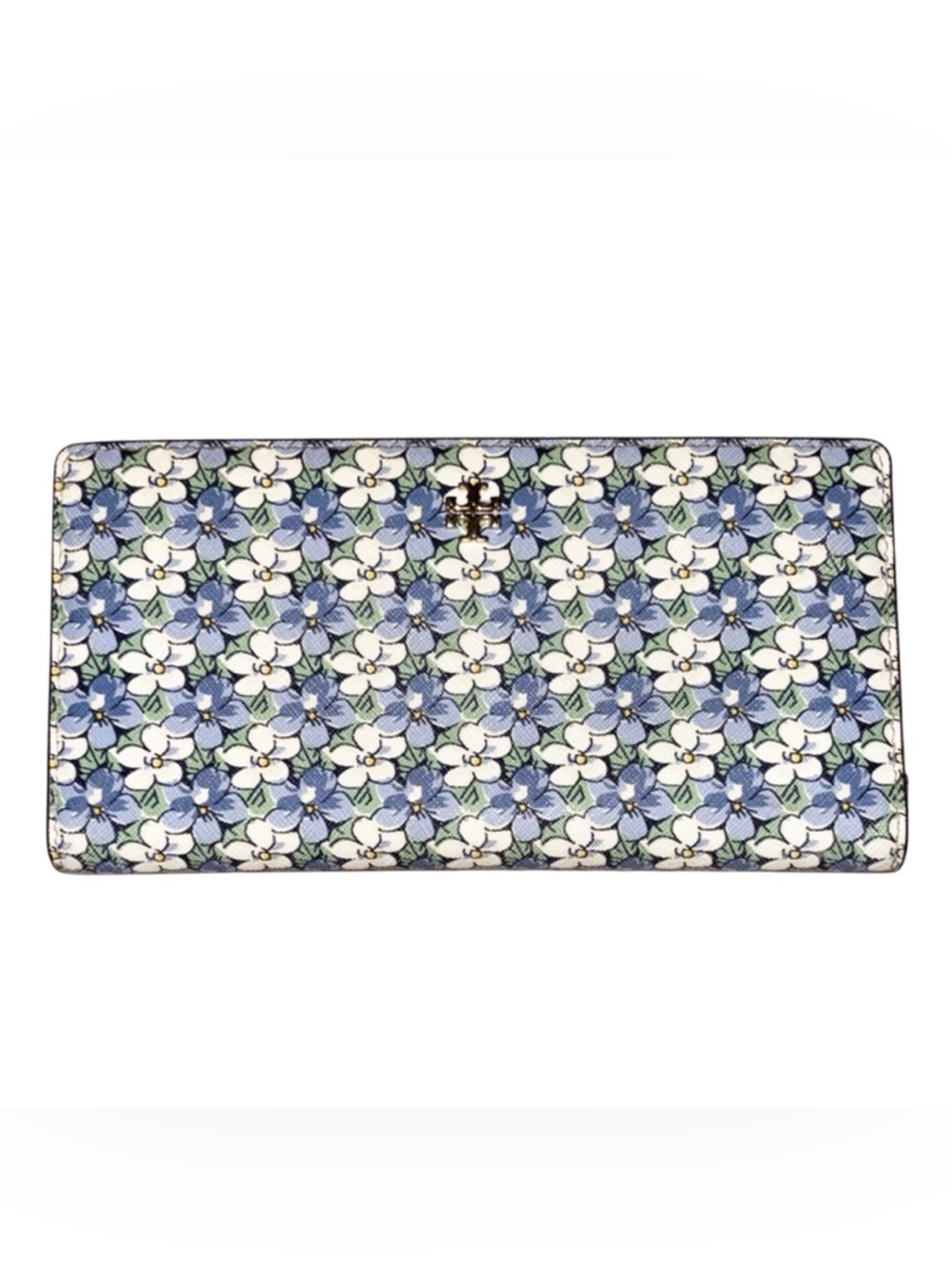 TORY BURCH Emerson Wallet Slim, Terrace Ditsy All-Over, Blue Green White